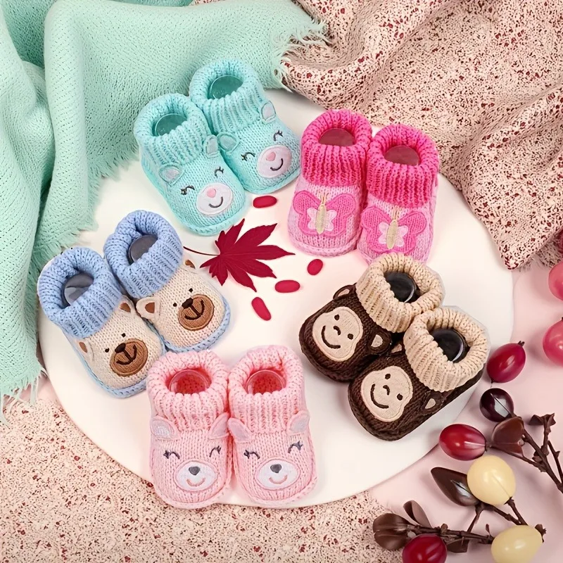 

​​Cozy Animal Knitted Slippers for Kids Soft Non-Slip Sole Indoor Outdoor Baby Toddler House Shoes Winter Warm Cartoon Gifts​​
