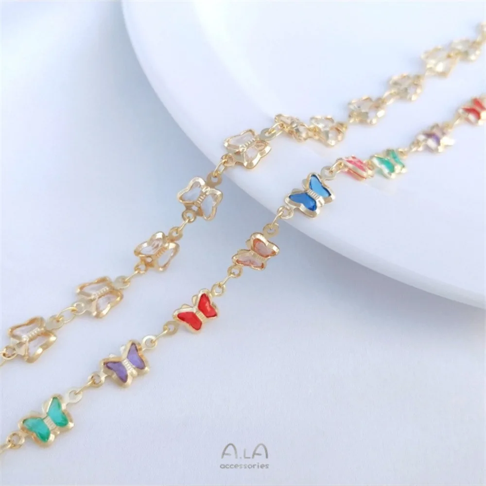 14K الذهب اللون الزركون فراشة سلسلة اللون الزركونيوم اليدوية سلسلة DIY اليدوية والمجوهرات سوار قلادة سلسلة فضفاضة المواد #3