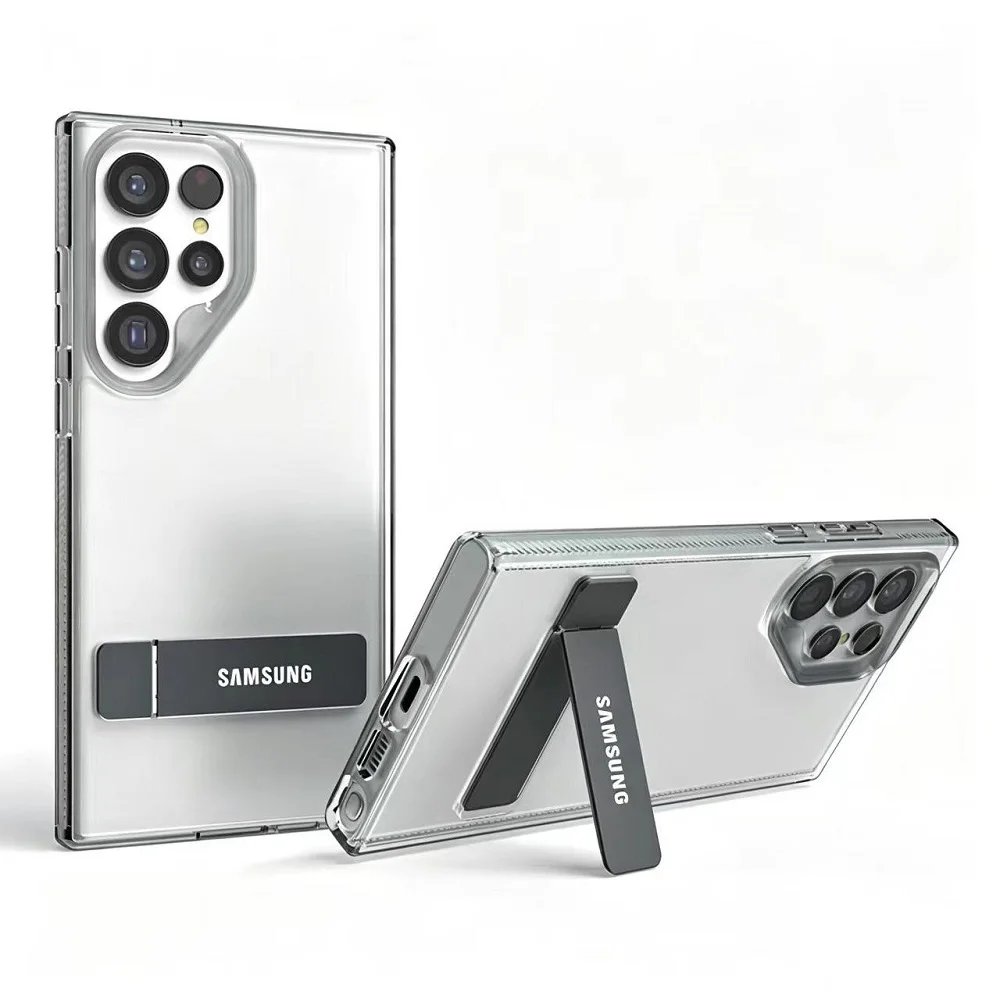 Metallhalter Hülle für Samsung S25 S24 S23 Ultra Plus Hülle Stand Transparente stoßfeste Abdeckung – Detail 2