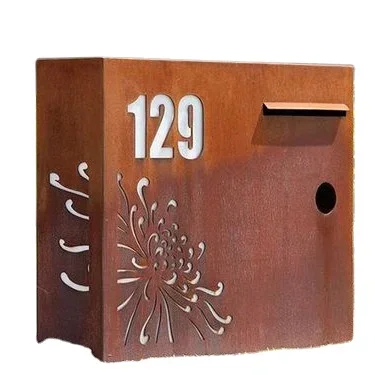 Modern Style Unique Rusted Corten Steel Outdoor Mailboxes For Sale