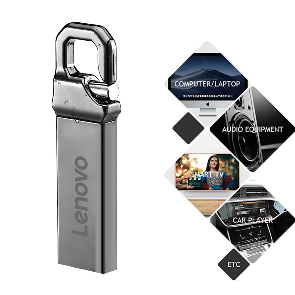 Lenovo-High Speed Mini Flash Drive, Pen Drive USB 3.0, Memory Stick, Tipo C, 1 TB, 2TB, 128GB