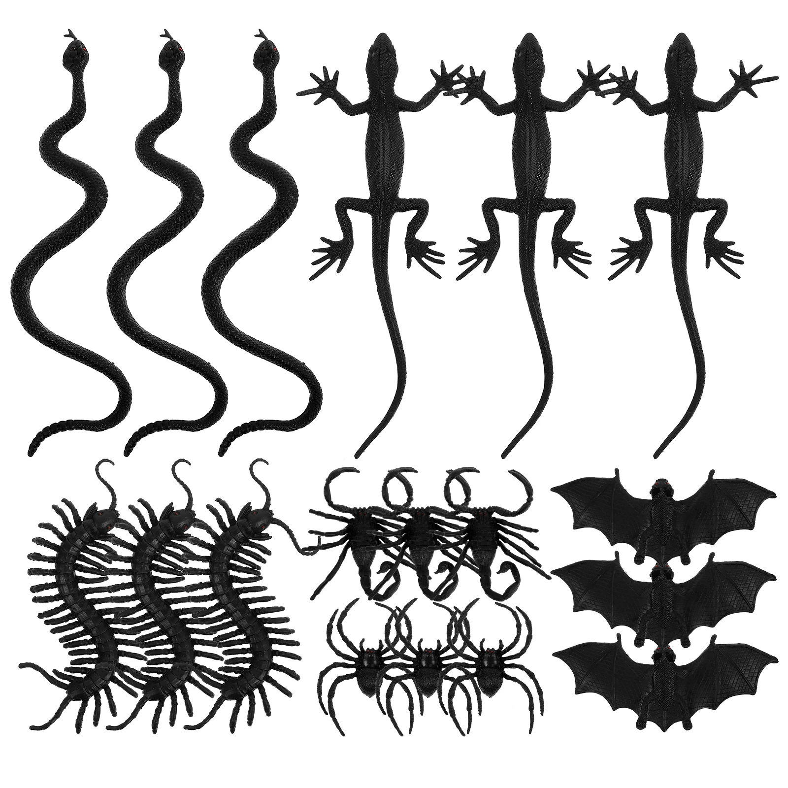 18 قطعة ديكور حيوانات ممتاز مقلد العقرب أبو بريص العنكبوت زاحف المزح الدعائم لإعداد حفلة الهالوين الأسود #2