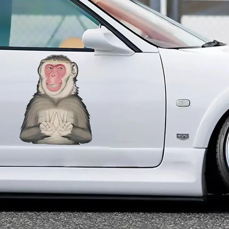 Funny Monkey Car Sticker, Animal Vinyl Decal, Waterproof Scratch Cover for Motorcycle, Scooter Car Window, Bumper & Laptop Decor