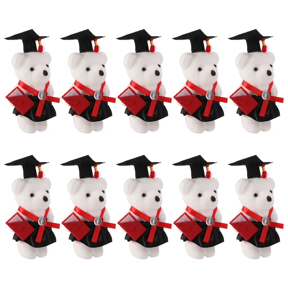 10 pcs/set Graduation Season Graduation Bear Celebrate Party Graduation Ceremony Mini Bear Flower Bouquet 14cm Pendant