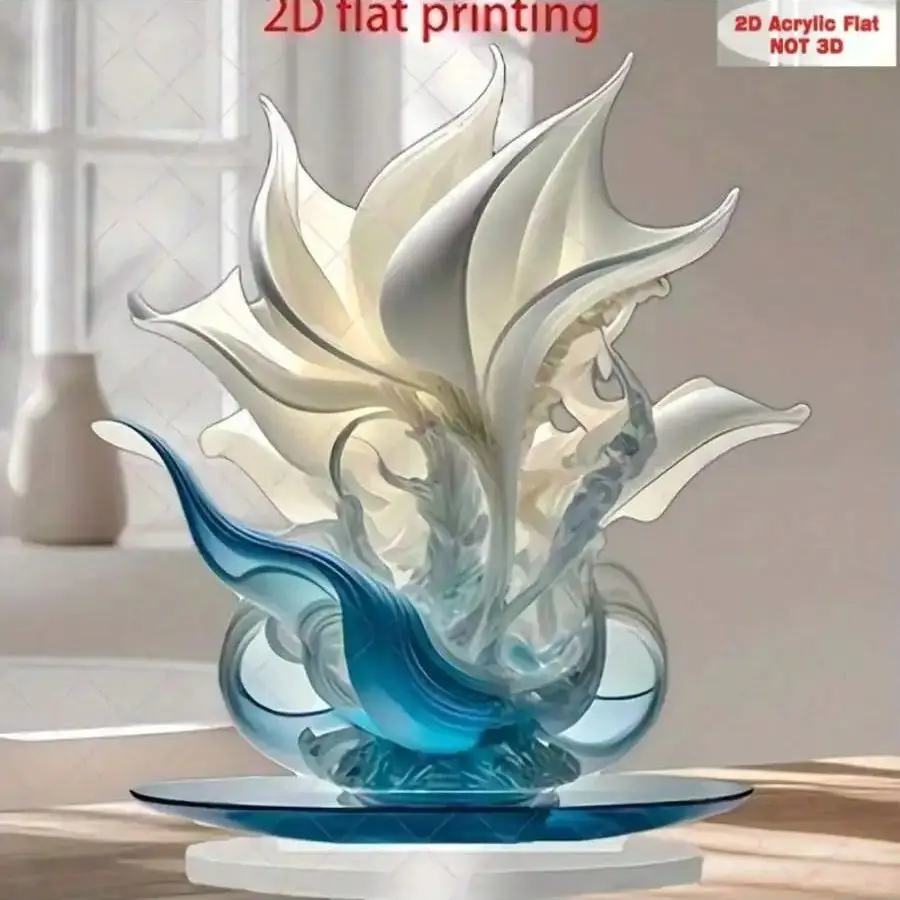 1PCS Elegant Lily Flower Home Decoration Office Decoration Small Statues White and Blue Designed Dining Table Decoration Acces
