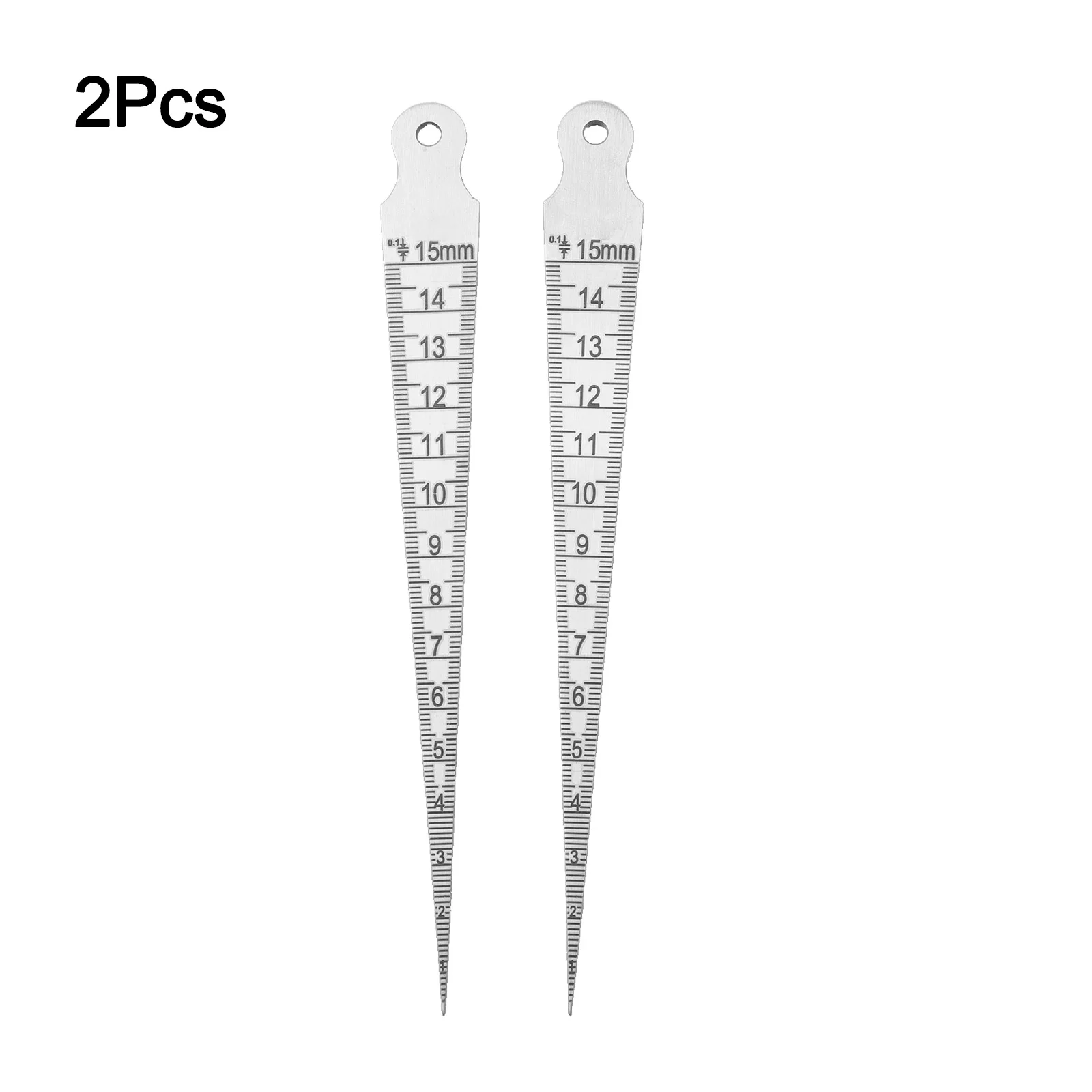 2Pcs 1-15mm Taper Gauge Feeler Gap Hole Measure Aperture Mark Steel Wedge Set For Cylindrical Bores Small Holes Slots Measuring