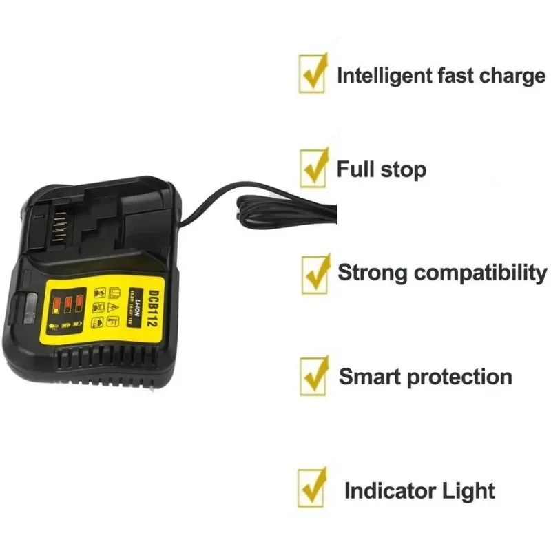 Free shipping DCB112 Li-Ion Battery Charger For Dewalt 10.8V 12V 14.4V 18V 20V Dcb101 Dcb200 Dcb140 Dcb105 Dcb200 Battery