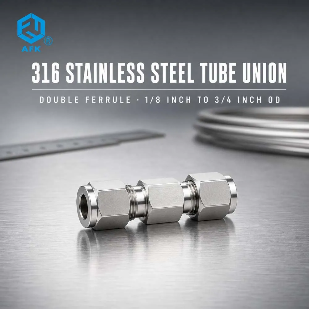 316 Stainless Steel Compression Tube Fittings Union, Double Ferrule, 1, 8in, 1, 4in, 3 in, 8in