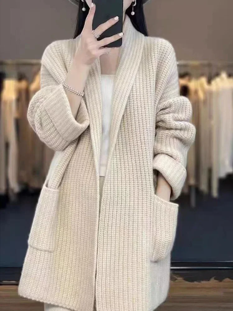 Nouvelle mode tricoté Long pull manteau automne hiver à manches longues tricoté Cardigan pull femmes décontracté ample vêtements chauds