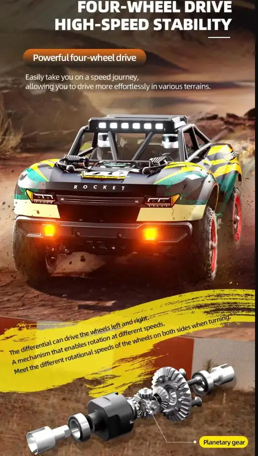 Brushless RC Racing Car 80KM/H High Speed Off-Road Vehicle Climbing 1:18 Electric Remote Control Truck with LED Metal RC Car