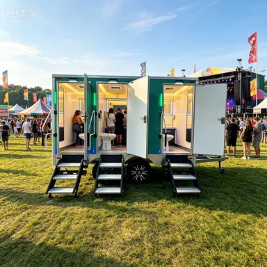 High Quality Multi Stall Mobile Restroom Trailer With Light And Steps For Outdoor Event Construction Site
