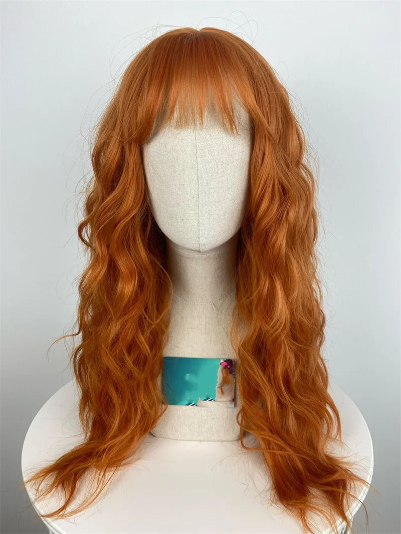 

Natural Body Wave Long Soft 26" 180Density Orange Lace Front Wig For Women With BabyHair Preplucked Daily Glueless Fashion