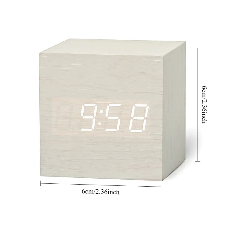 New Qualified Digital Wooden LED Alarm Clock Wood Retro Glow Clock Desktop Table Decor Voice Control Snooze Function Desk Tools