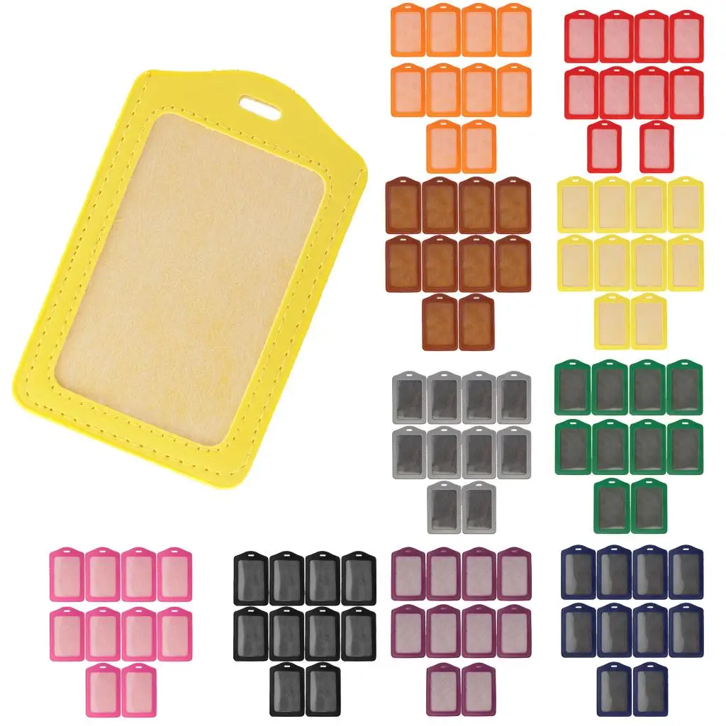 10Pcs ID Badge Holder Card Case Vertical Holes Identity Badge