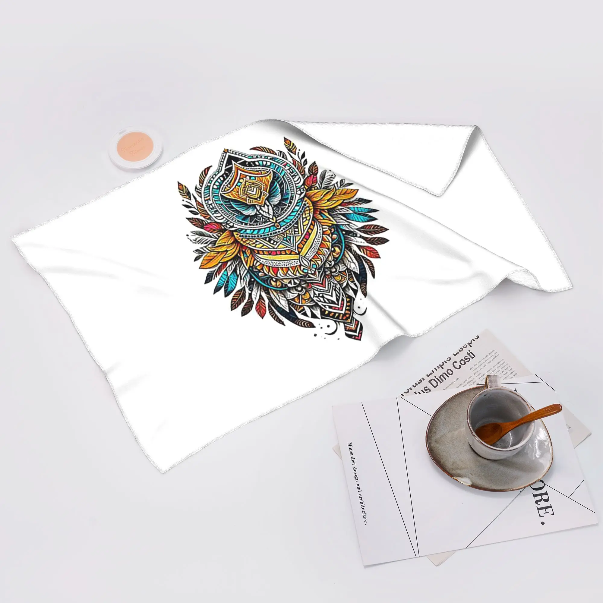 Custom Tribal Echoes of Nordic Metal Sculptures Soft Face Towel Quick Dry Pool Bath Cotton Towels Absorbent