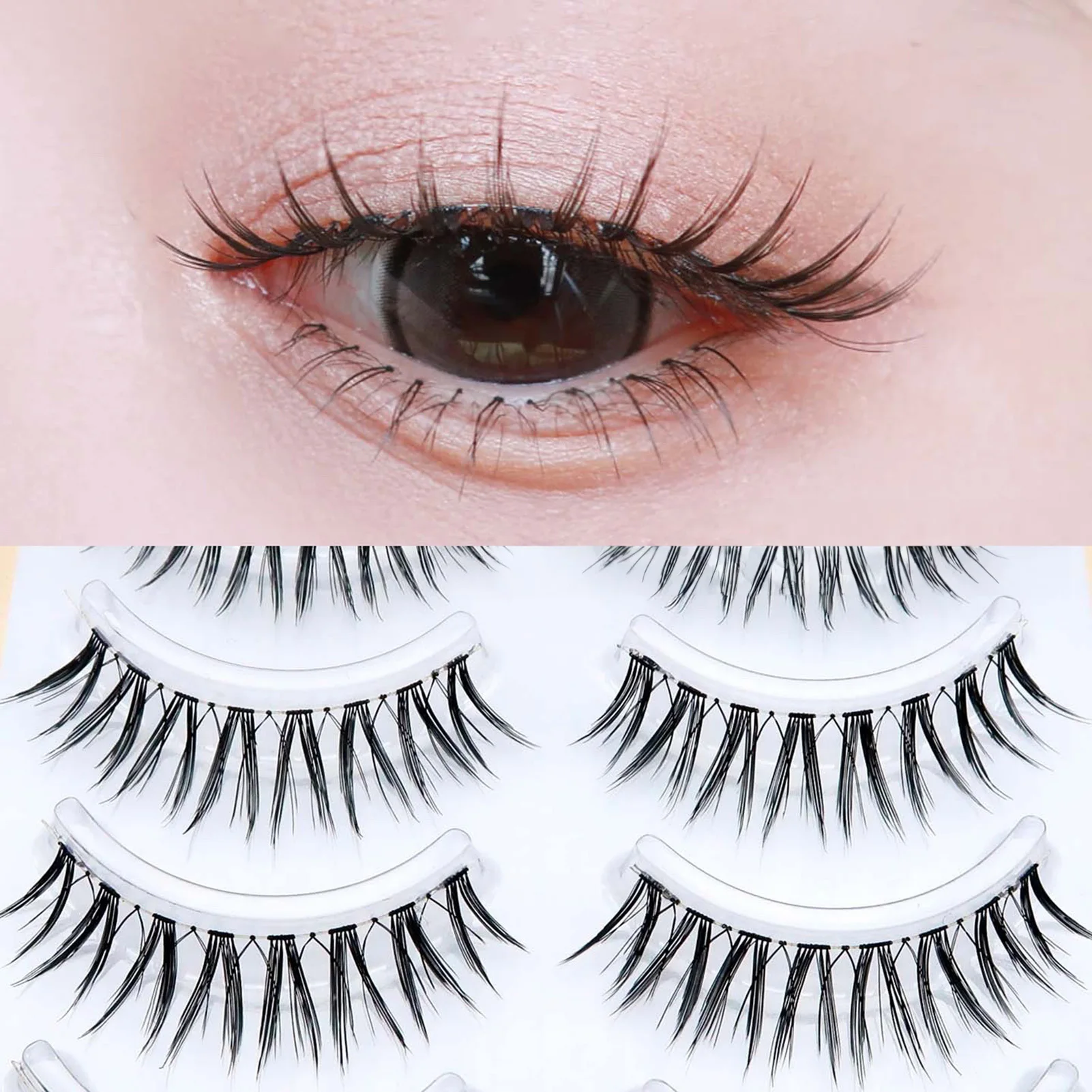 Strips False Eyelashes for Women Natural V Crisscross Manga Eye Effect Long Dense Cluster Lash Extension daily Makeup DIY Lash
