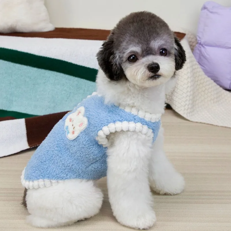 Winter-Hundekleidung, niedlicher Hundejackenmantel mit D-Ring, weiche Fleece-warme Weste für Hunde, Katzen, Welpenpullover, Dackel, Haustierweste – Detail 10
