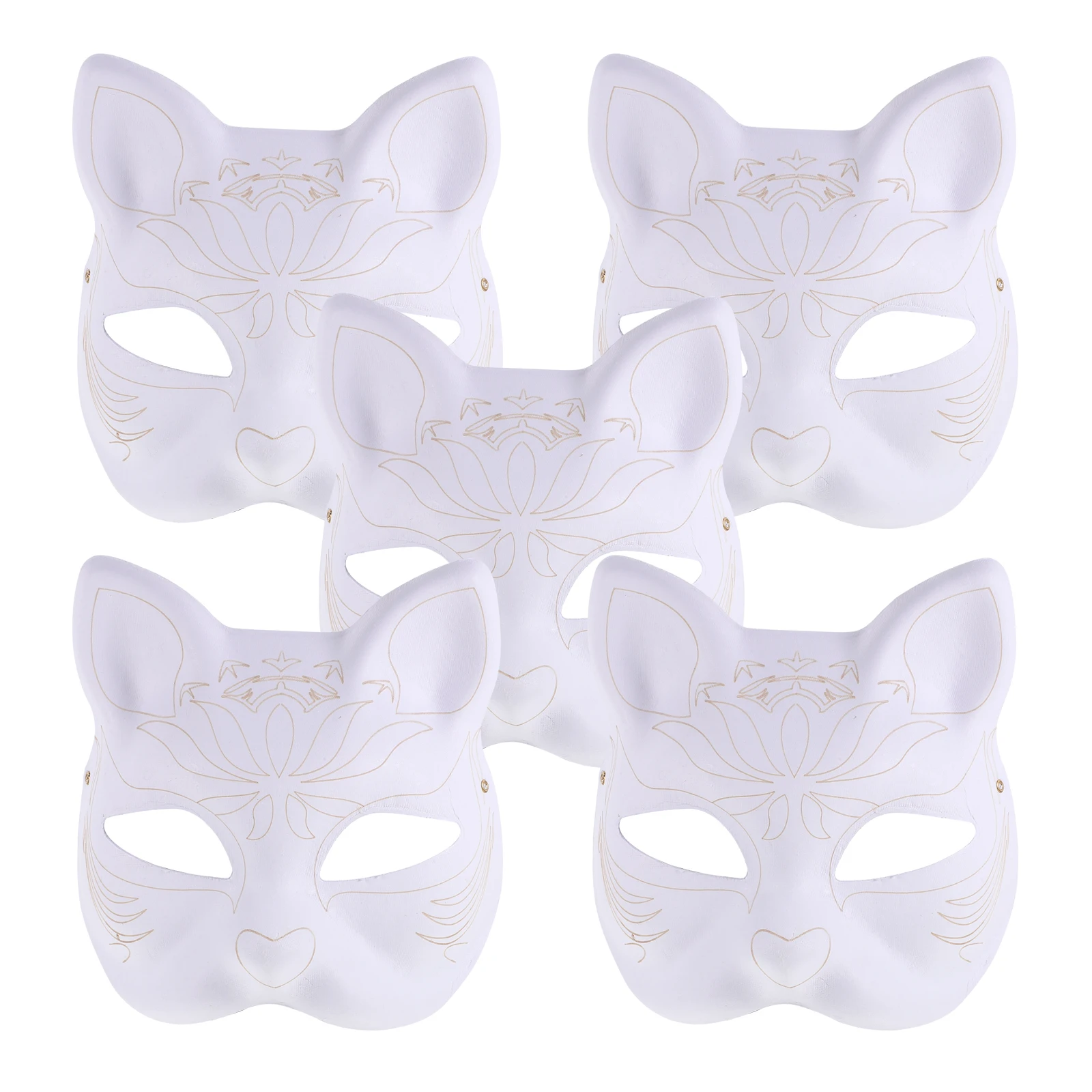 

5 Pcs Blank Mask Halloween Diy Masks To Decorate Graffiti For Party Paintable Paper Hand Painting White Cat Child