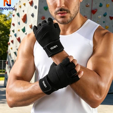 Atmungsaktive Halbfinger-Sporthandschuhe mit Rutschfestem Silikon-Design und Handgelenkstütze für Deadlift-Training