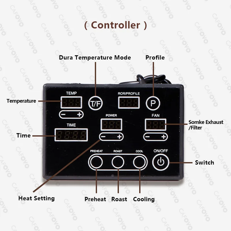 CAFOVO RE-1 محمصة حبوب البن الكهربائية المحمصة التجارية آلة التحميص الأوتوماتيكية مع 3 مجفف الحبوب منحني الخبز 110-220 فولت #3