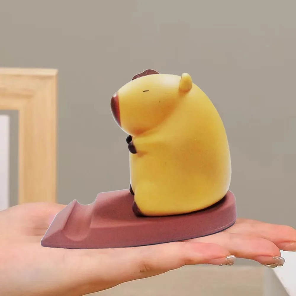 Figure Model Capybara Phone Holder PVC Doll Support Capybara Mobile Phone Stand Animal Desk Decor Capybara Cell Phone Bracket