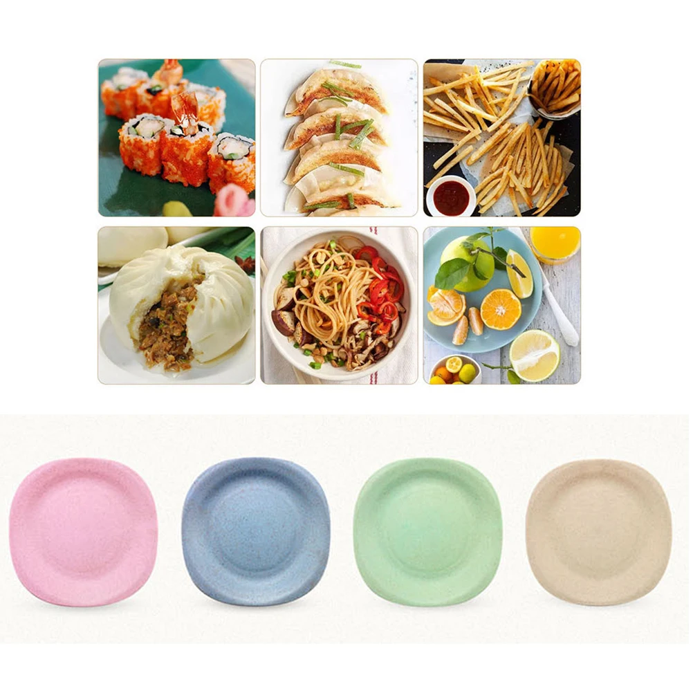 

4Pcs Eco Friendly Snack Food Plate Fruit Tray Unbreakable Easy Clean Home Picnic Party Outdoor Use Creative