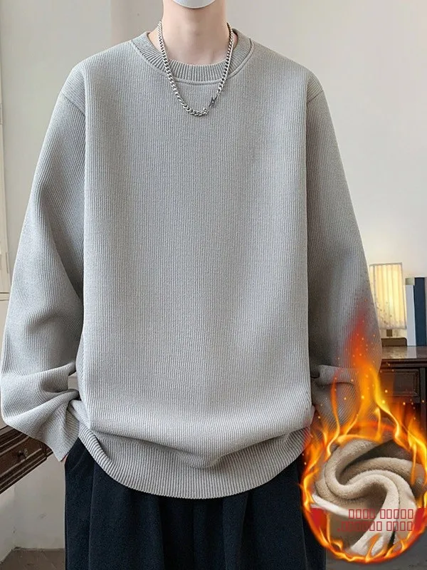 

Thiened Fce round Ne Knitted Sweater Casual Base irt for Teens Warm Winter Leisure Top Polyester Fiber Long Sve