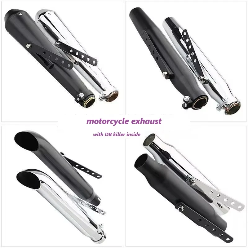 

High Quality Motorcycle Exhaust Muffler Retro Vintage Classic Electroplating Escap Moto for Cafe Racer Bobber Chopper Custom