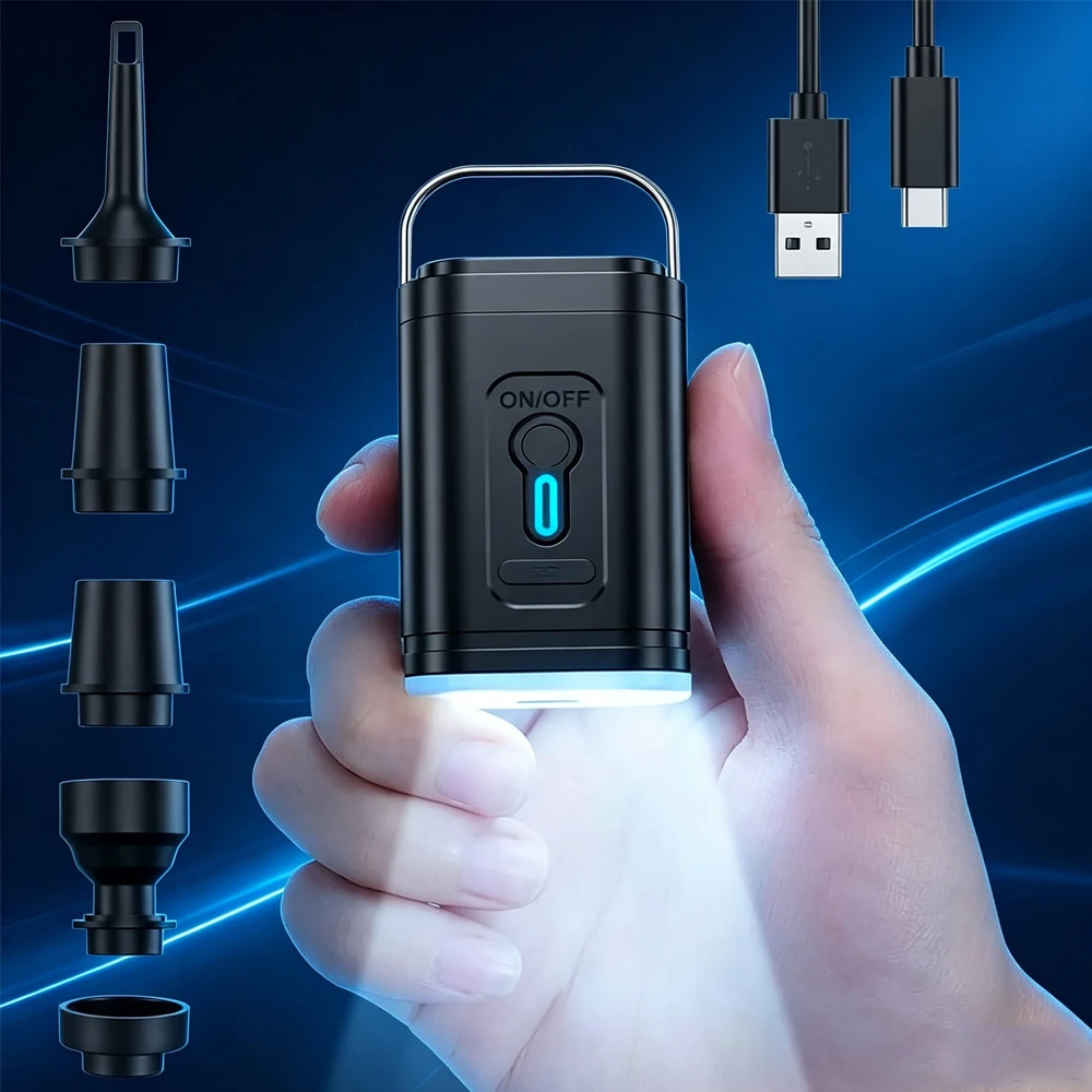 Mini/; Portable Air Pump 1200mAh USB Rechargeable Wireless Inflator Deflator for Camping Mattress Pool Float Boat Fast Inflation