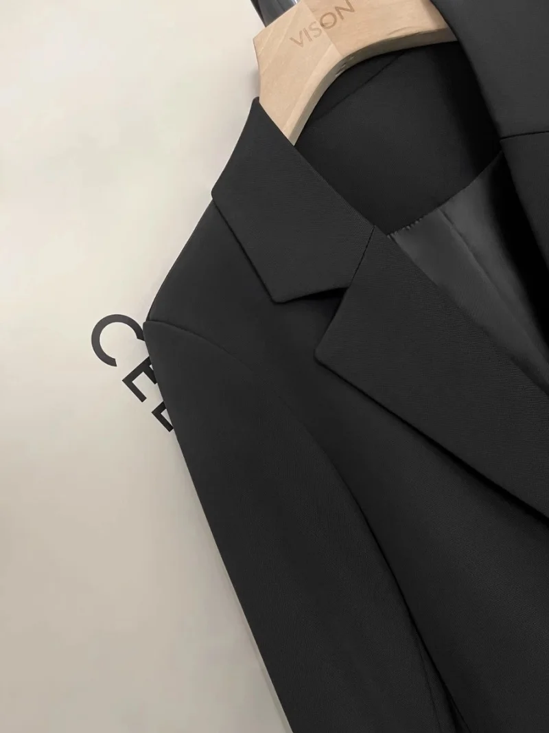 2025 New Korean Style Women's Blazer, Single Breasted Suit Jacket for Office Work, Formal and Casual Black Blazer w586