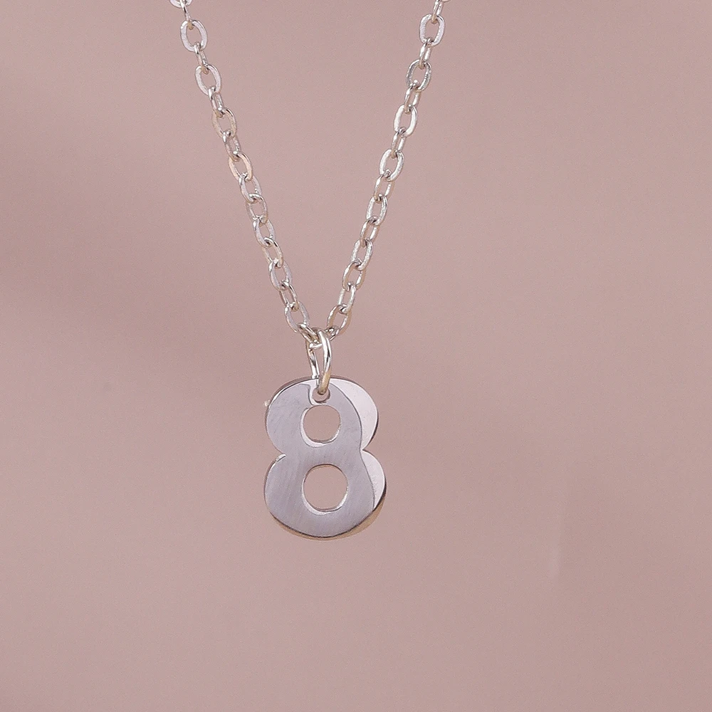 Aihua Mode Glück Initial Nummer 0-9 Anhänger Halskette für Frauen Männer Paar Einfache Arabische Ziffern Halskette Persönlichkeit schmuck – Detail 13