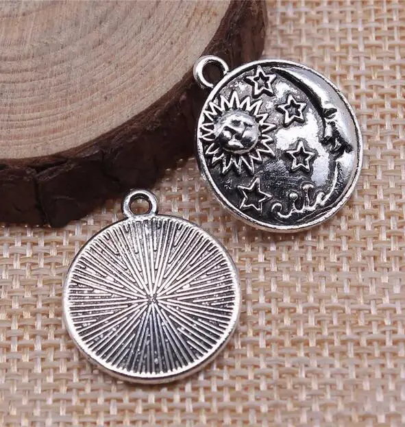 

10pcs 23x20mm Alloy Charm Sun Stars Moon Pendant For Jewelry Making EF3790