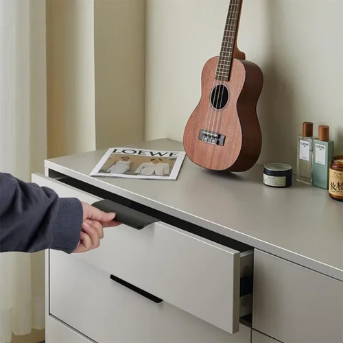 Imagen 2 del producto Manija Invisible de lujo para puerta de gabinete, 80-1200MM, borde de armario no perforado, mango negro largo envuelto, manija oculta para gabinete