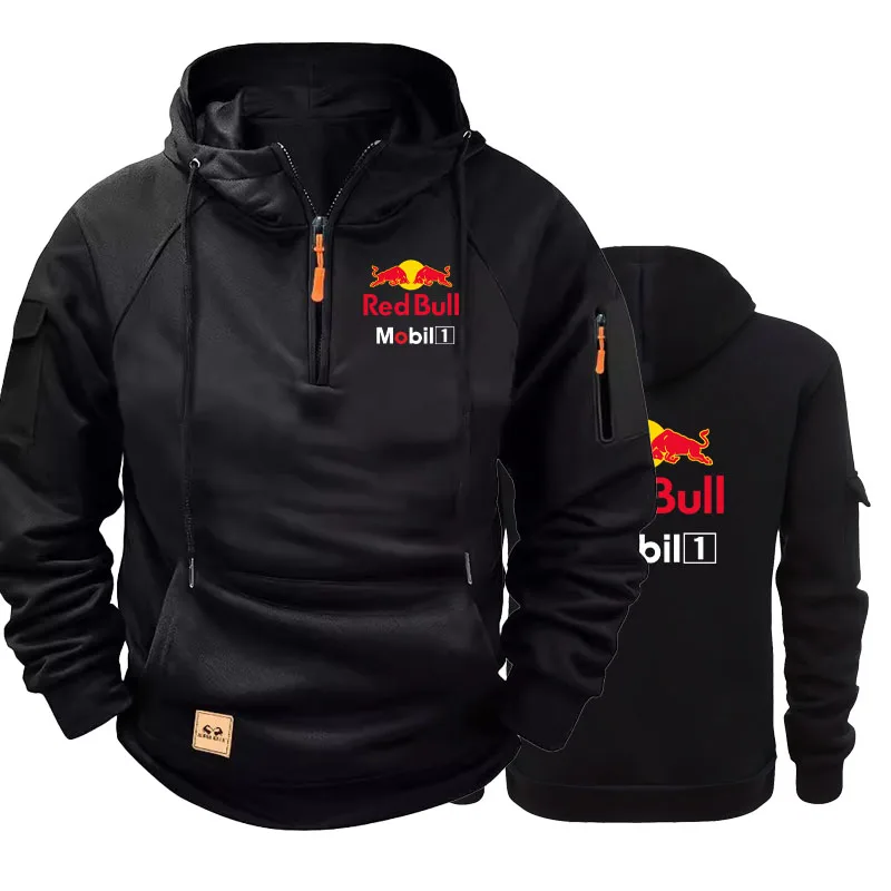 Мужская мотоциклетная куртка с логотипом Red Bull и капюшоном