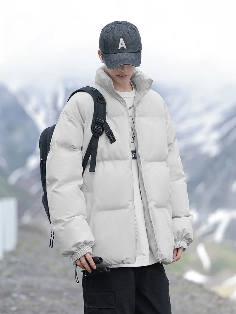 

Rampo Men's Thiened Cotton Jaet Stand Collar Warm Winter Outerwear Polyester Filling Youth Faion Daily Wear