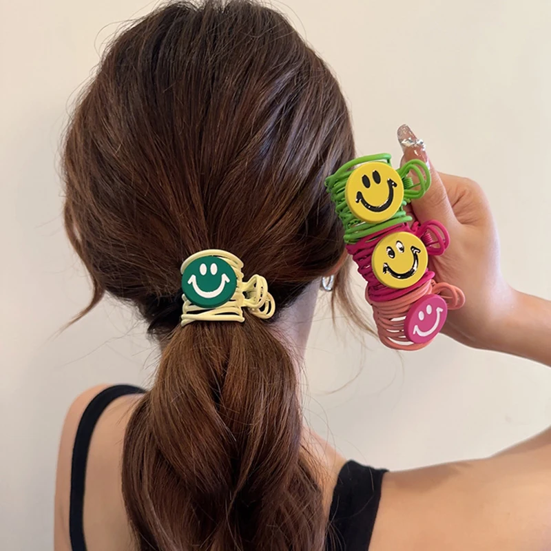 

New Cute Cartoon Smiley Face Resin Back Of The Head Fixation Hair Claw For Women Girls Ponytail Claw Clip Hair Accessories Gifts