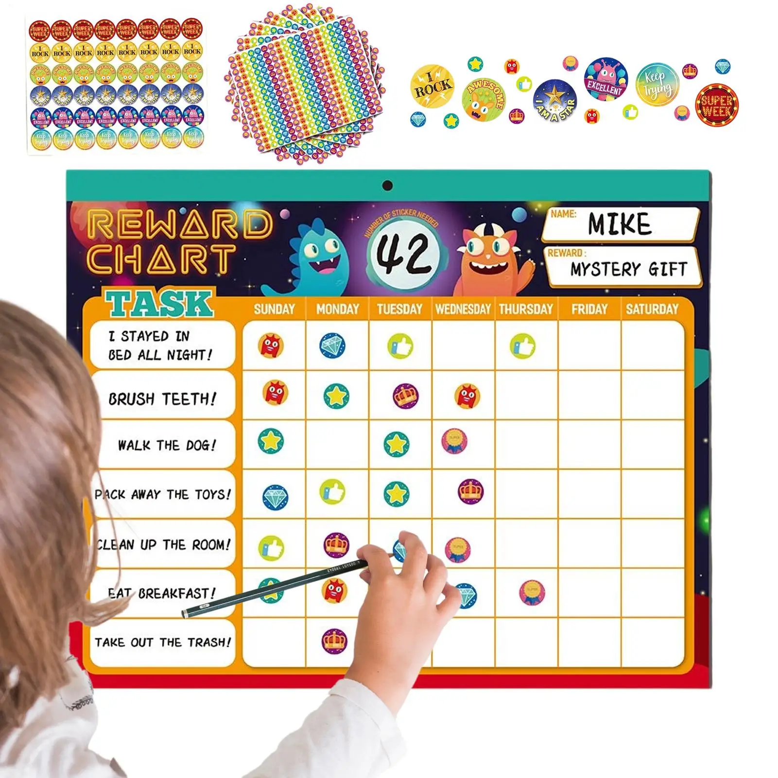 Magnetic Reward Chart Self-Discipline Daily Routine Behavior Tracker Reusable Reward Chart Checklist With Stickers For Toddler