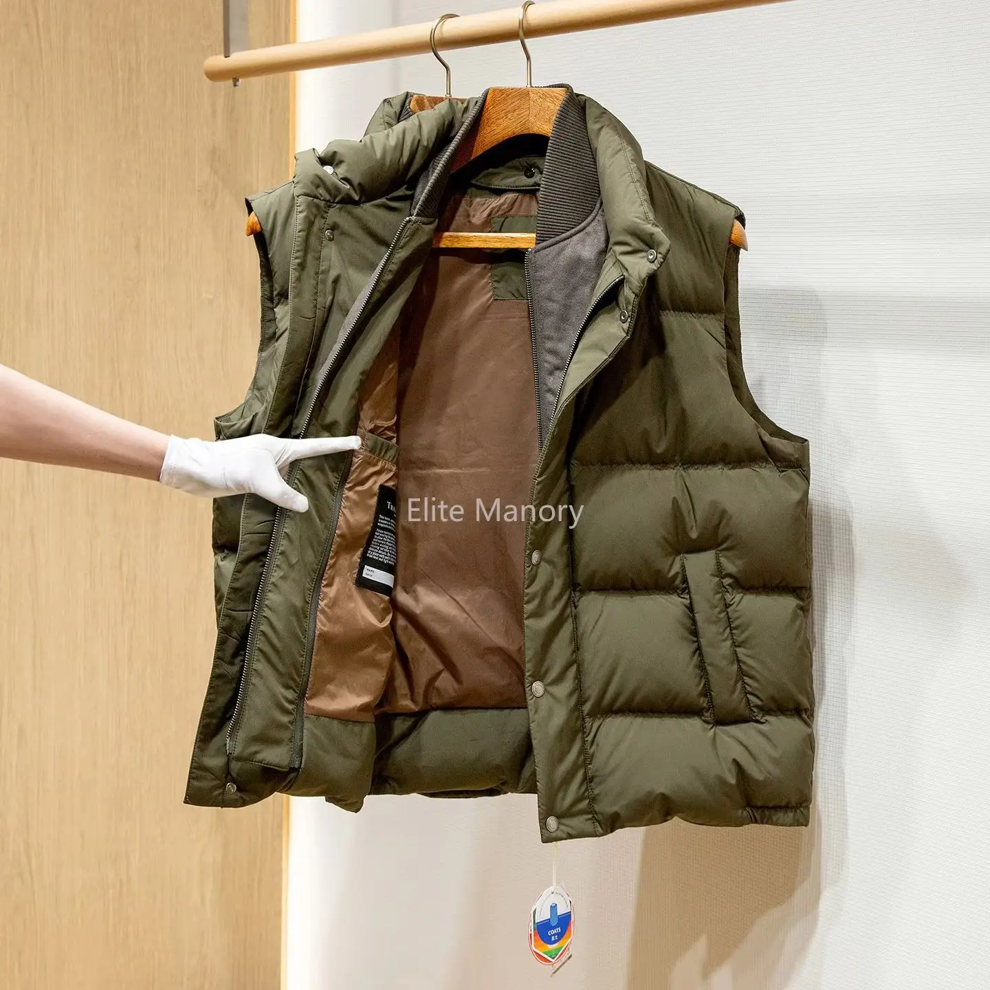 

Willow Bridge White Goose Down Filled, Wool Double Collar Removable Down Vest Jacket