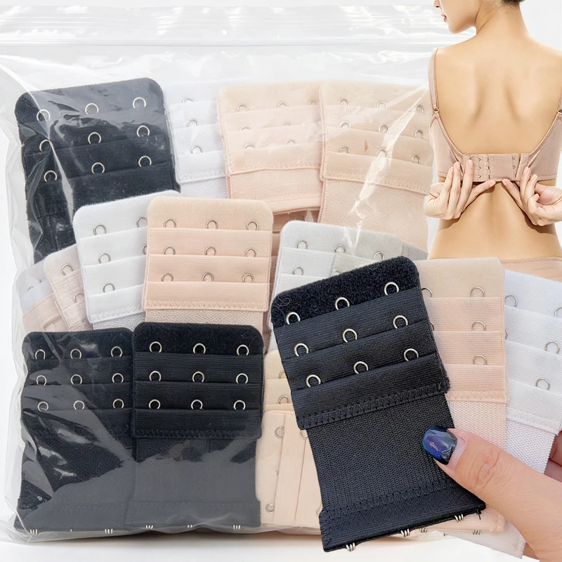3PCS Three Rows Longening Clasp Bra Underwear Elastic Extended Clasp Backfastening Connection Hook Loop Extended Snap Fastener