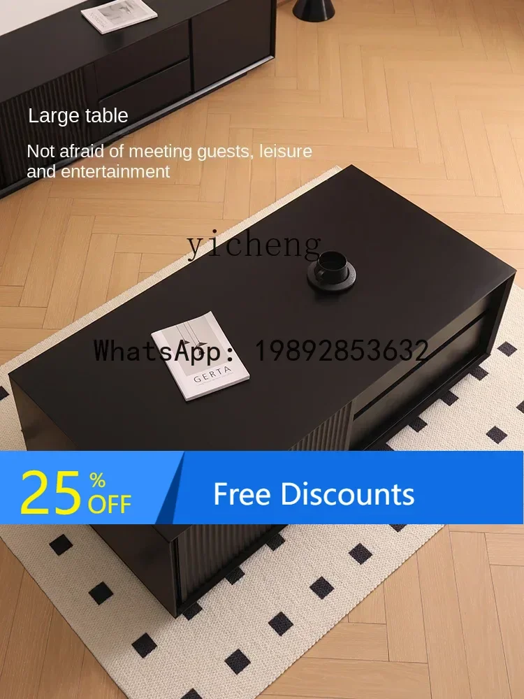 LYY Solid Wood Tea Table Floor Modern Minimalist Living Room Storage Cabinet Small Apartment Home
