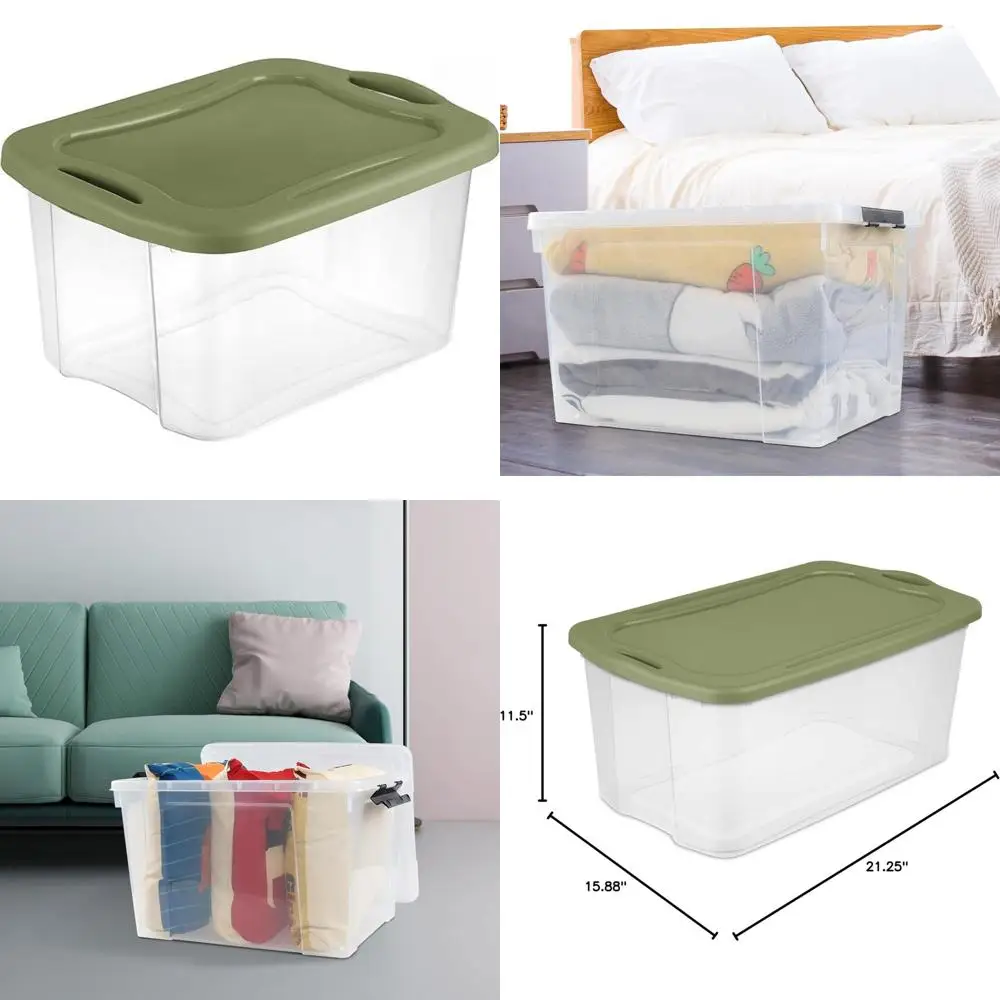 Contenedores de plástico EZ Carry, transparentes con diseño de legumbres salvia, juego de 6 para almacenamiento y portabilidad de legumbres