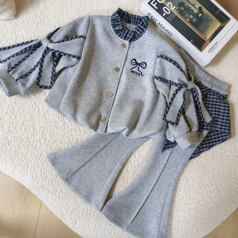 2026 Girls Stylish Fall Casual Coat Two Piece Set Baby Girls Korean 2026 New Trendy Set Stylish Girls Fall