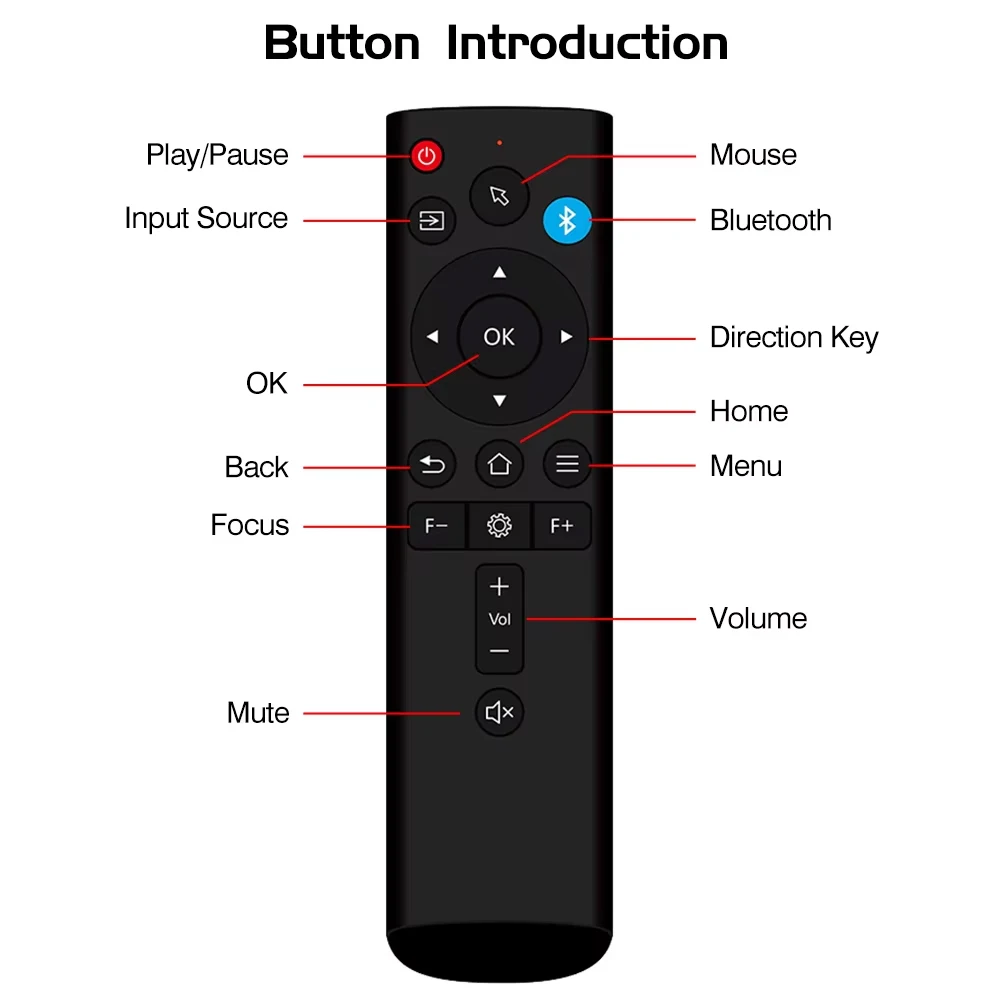 Remote Control Projector Accessories Controller BT Remote Control Replacement for Everycom Touyinger Flixtone Jenovox Projector