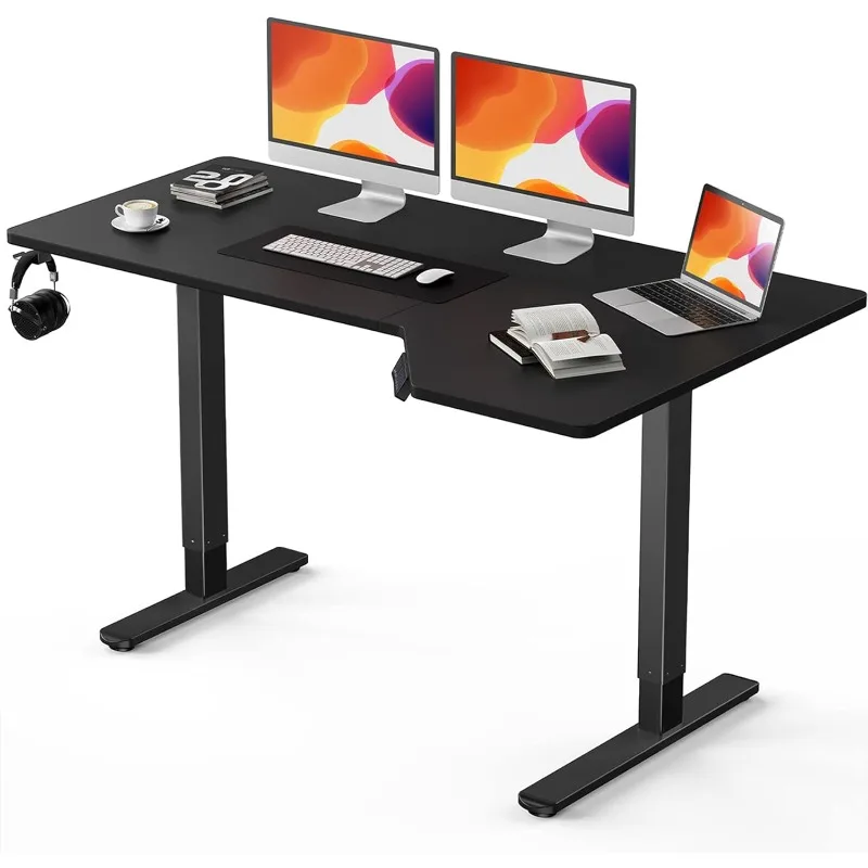 Altura ajustável Elétrica Standing Desk, Sit-Stand Desk com gancho, Mobiliário de escritório, Adequado para Sala e Quarto