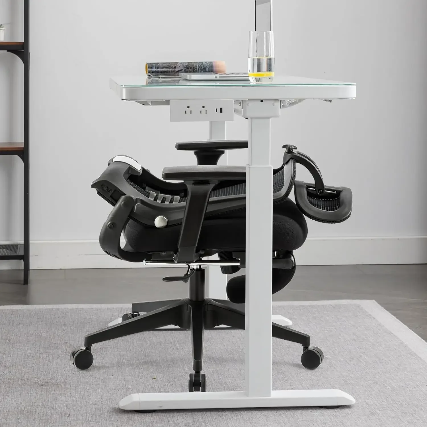 [¡Alta calidad, oferta caliente! ]Silla de oficina plegable con reposapiés, silla de oficina ergonómica con soporte lumbar ajustable, reposacabezas,