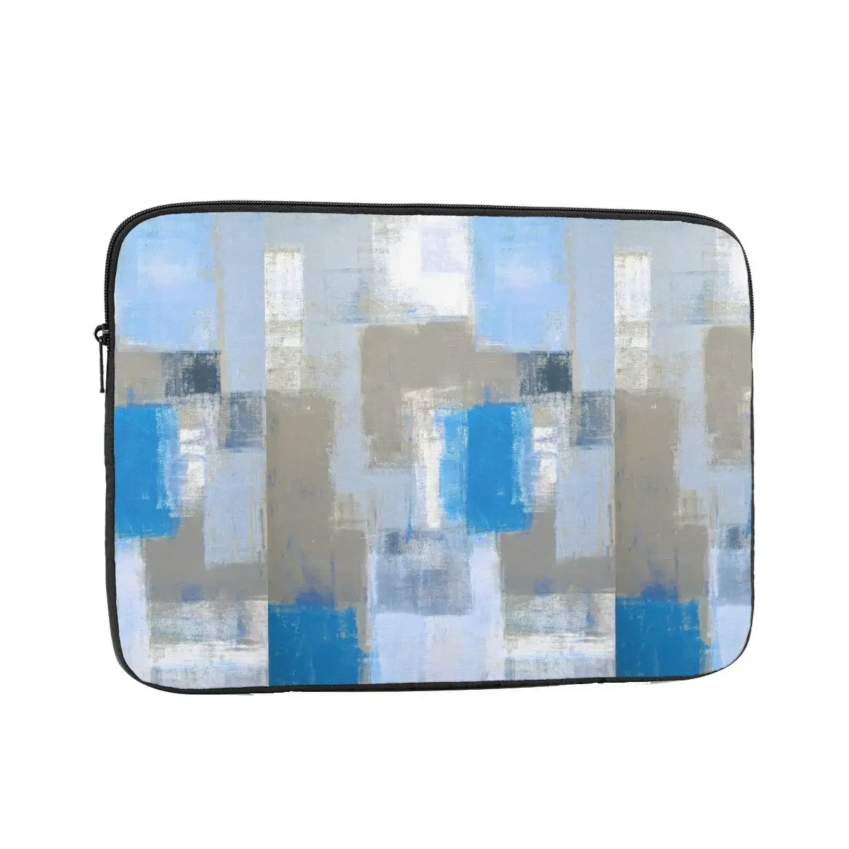 Grungy Abstract Teal Paintings Laptop Bag Case Notebook Bag Sleeve Grey and Blue Brush Artwork Tablet Shockproof Case Bag