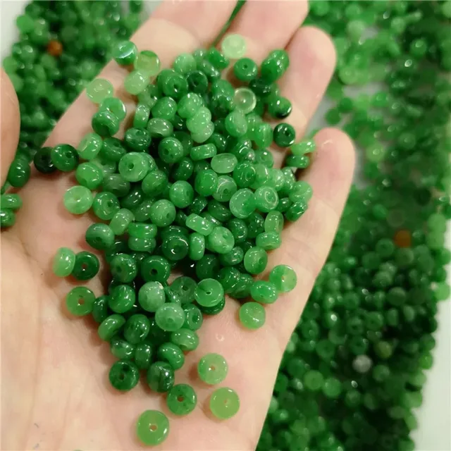 DIY naturalna zieleń koraliki jadeitowe jadeit przegrody biżuteria szmaragdowa moda akcesoria zawieszki charmsy