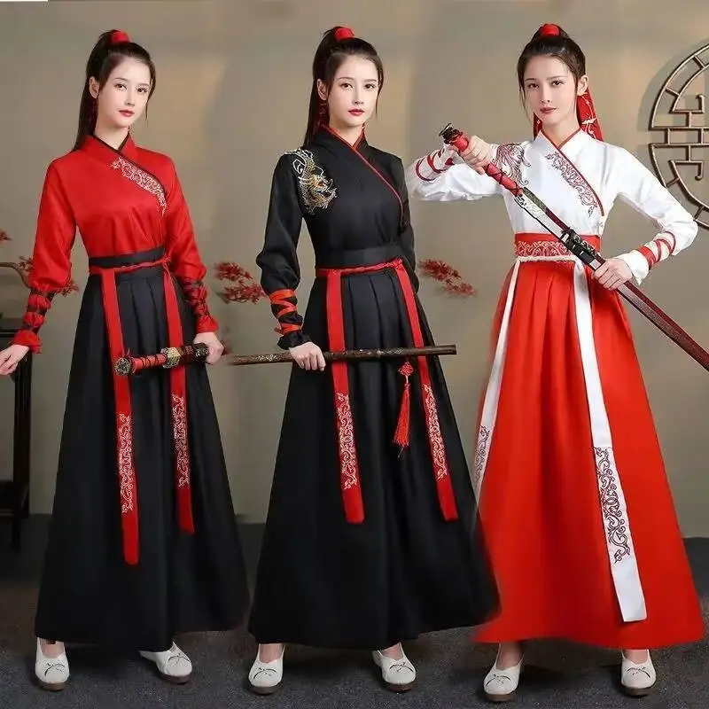 

Winter Ancient Chinese Traditional Tang Dynasty Hanfu New Year Outfits Dragon Costume Dress For Woman Ladies Set Clothes