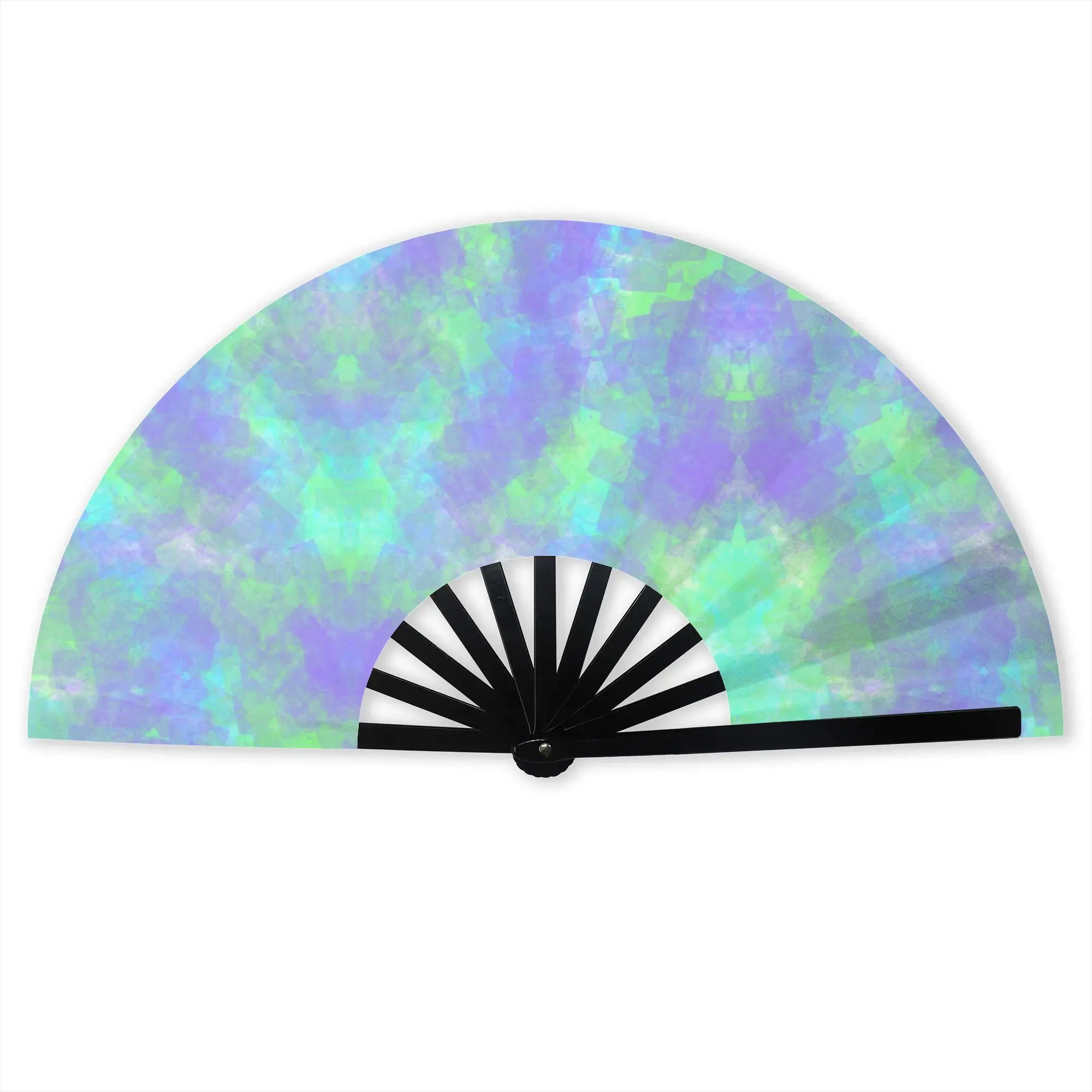 Tie Dye Folding Hand Fan DIY Abstract Style Color Polyester Fabric Fan Funny Summer Accessory Decorative Fans
