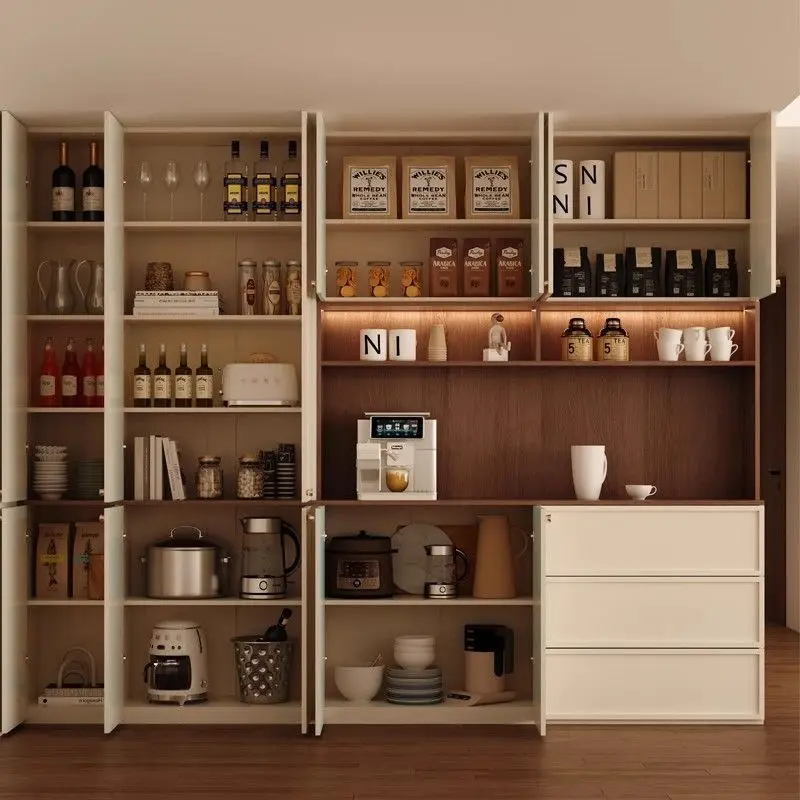 خزانة جانبية لتناول الطعام على الطراز العصور الوسطى، خزانة متكاملة على الحائط، خزانة منزلية فرنسية ذات سعة كبيرة #1